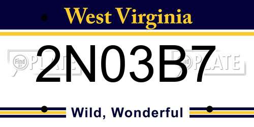 2N03B7 West Virginia License Plate