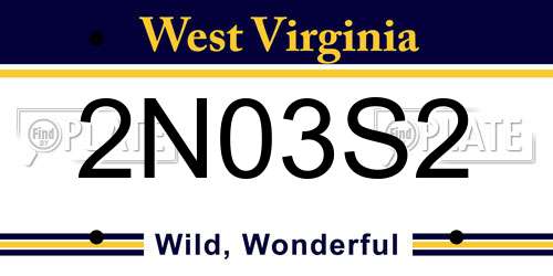 2N03S2 West Virginia License Plate