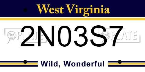 2N03S7 West Virginia License Plate