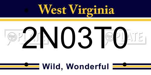 2N03T0 West Virginia License Plate