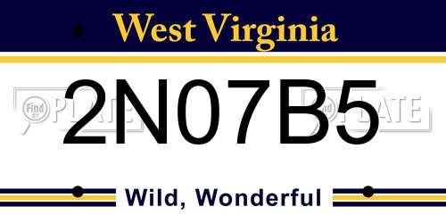2N07B5 West Virginia License Plate