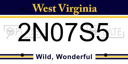2N07S5 West Virginia License Plate
