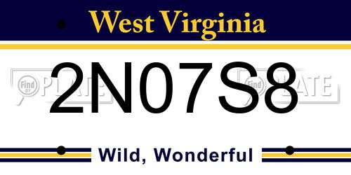 2N07S8 West Virginia License Plate