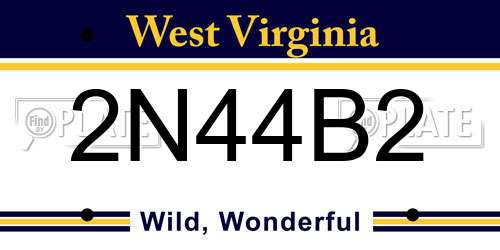 2N44B2 West Virginia License Plate