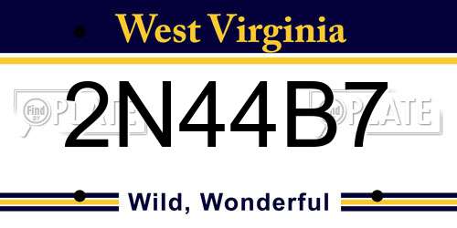 2N44B7 West Virginia License Plate