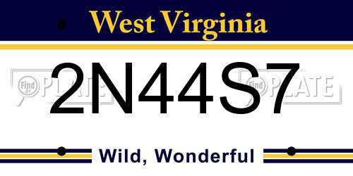2N44S7 West Virginia License Plate