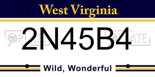 2N45B4 West Virginia License Plate