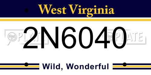 2N6040 West Virginia License Plate