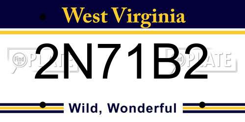 2N71B2 West Virginia License Plate