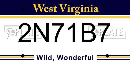 2N71B7 West Virginia License Plate