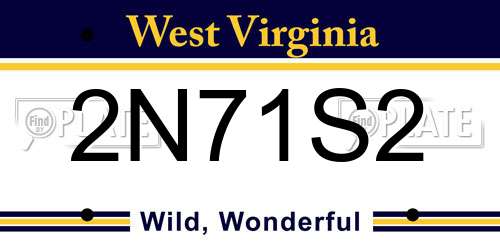 2N71S2 West Virginia License Plate