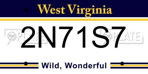 2N71S7 West Virginia License Plate