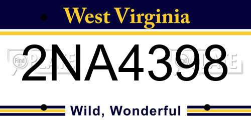 2NA4398 West Virginia License Plate