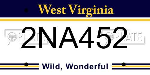 2NA452 West Virginia License Plate