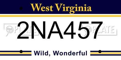 2NA457 West Virginia License Plate