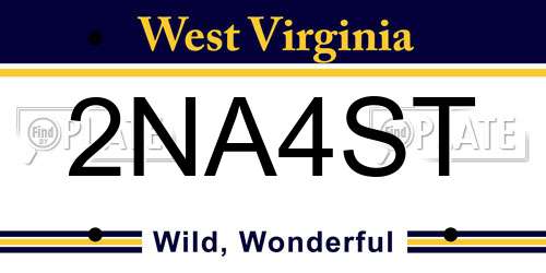 2NA4ST West Virginia License Plate