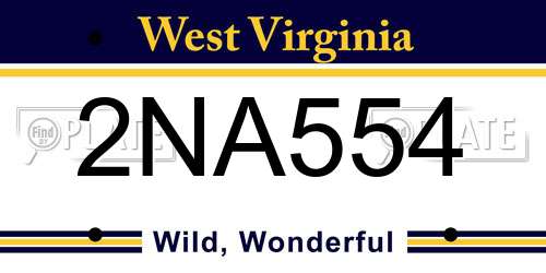 2NA554 West Virginia License Plate