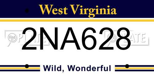 2NA628 West Virginia License Plate