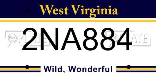 2NA884 West Virginia License Plate