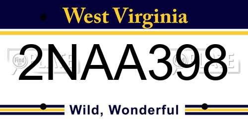 2NAA398 West Virginia License Plate
