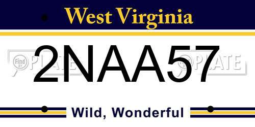 2NAA57 West Virginia License Plate