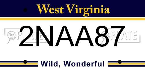 2NAA87 West Virginia License Plate