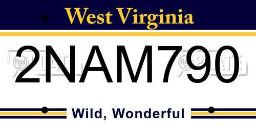 2NAM790 West Virginia License Plate
