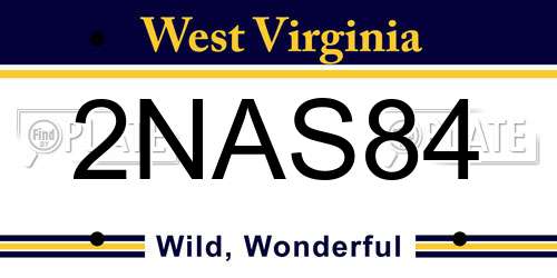 2NAS84 West Virginia License Plate