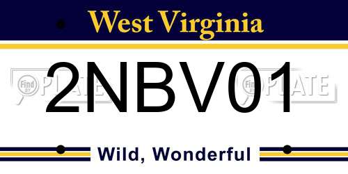 2NBV01 West Virginia License Plate