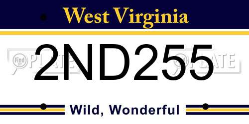 2ND255 West Virginia License Plate