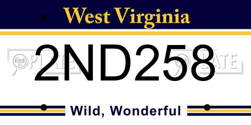 2ND258 West Virginia License Plate