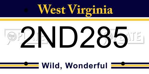 2ND285 West Virginia License Plate