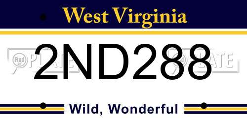 2ND288 West Virginia License Plate