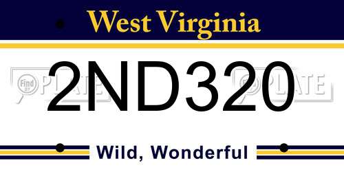 2ND320 West Virginia License Plate