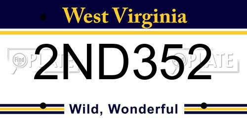 2ND352 West Virginia License Plate