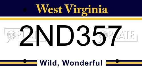 2ND357 West Virginia License Plate