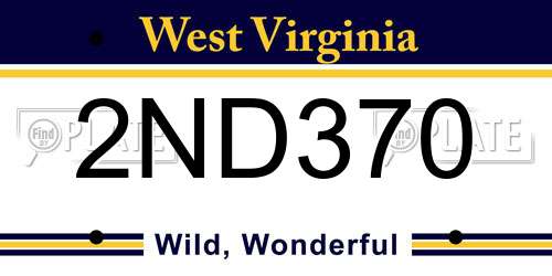 2ND370 West Virginia License Plate