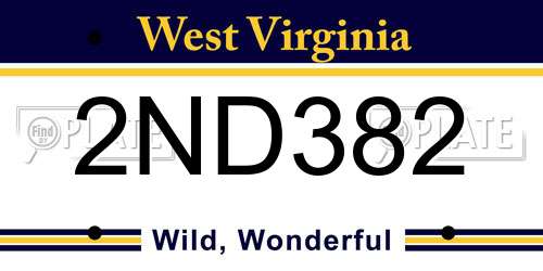 2ND382 West Virginia License Plate