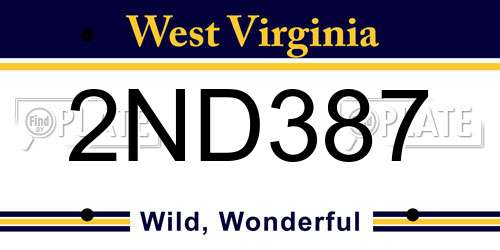 2ND387 West Virginia License Plate