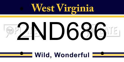 2ND686 West Virginia License Plate