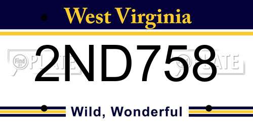 2ND758 West Virginia License Plate