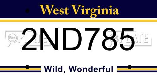 2ND785 West Virginia License Plate