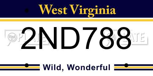 2ND788 West Virginia License Plate