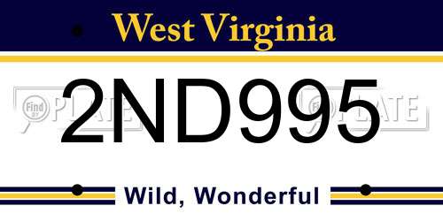 2ND995 West Virginia License Plate