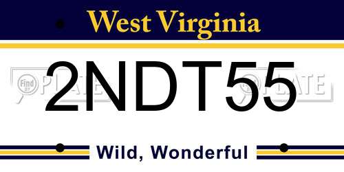 2NDT55 West Virginia License Plate