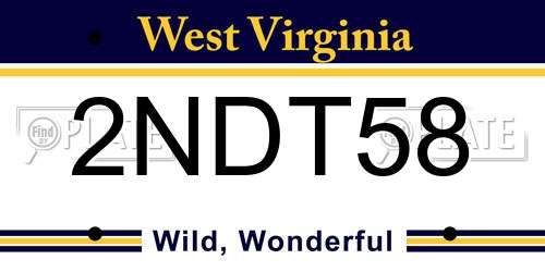 2NDT58 West Virginia License Plate