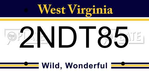 2NDT85 West Virginia License Plate
