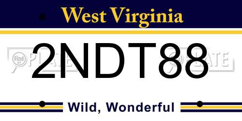 2NDT88 West Virginia License Plate