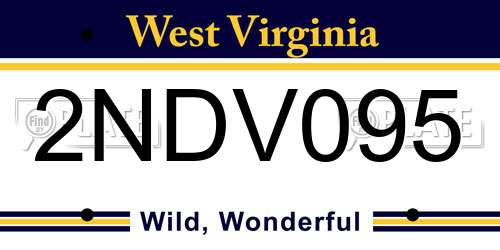 2NDV095 West Virginia License Plate