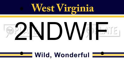 2NDWIF West Virginia License Plate